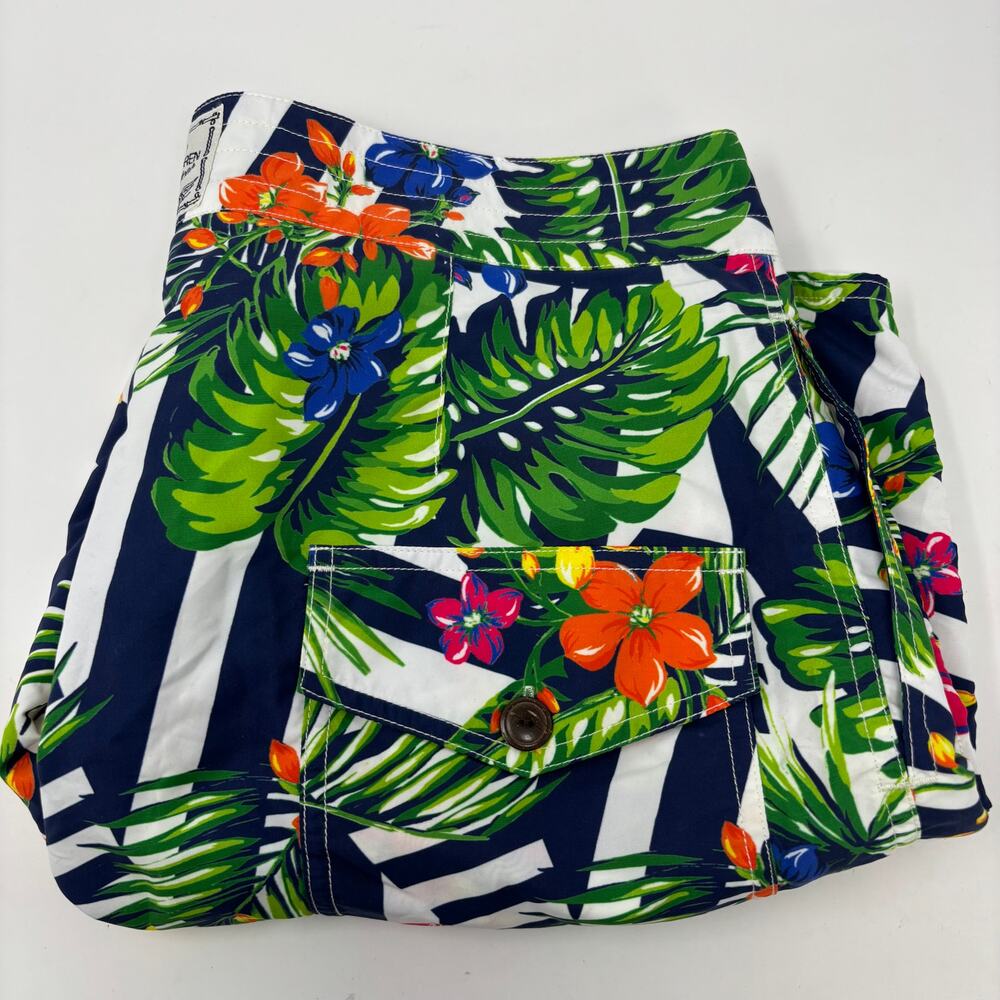 Polo Ralph Lauren Sz32 Floral Striped‎ Swim Board Shorts